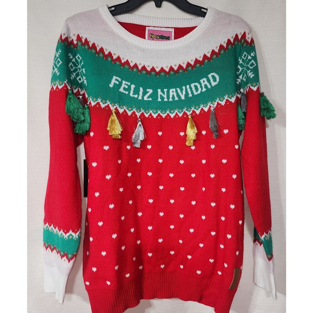 Feliz Navidad by tipsy elves sweater women's Medium